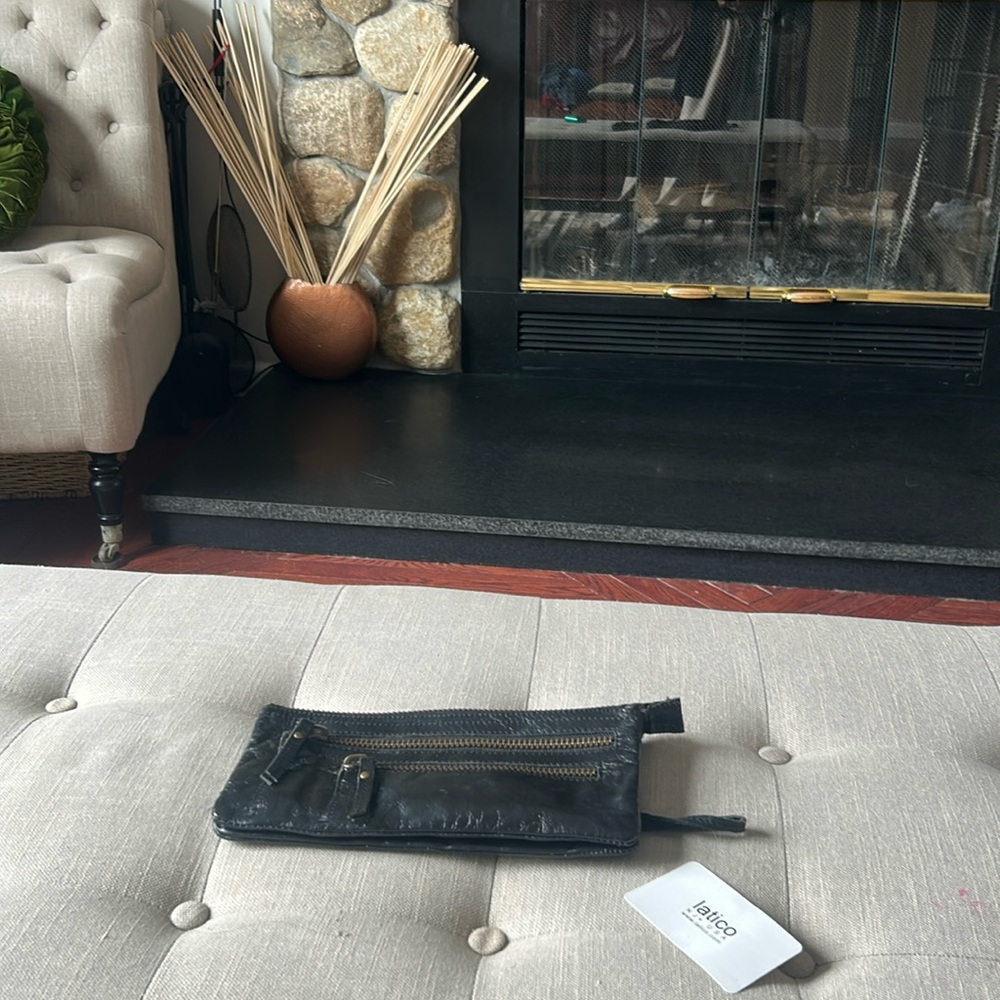 Latico Black Patent Leather Zip Clutch